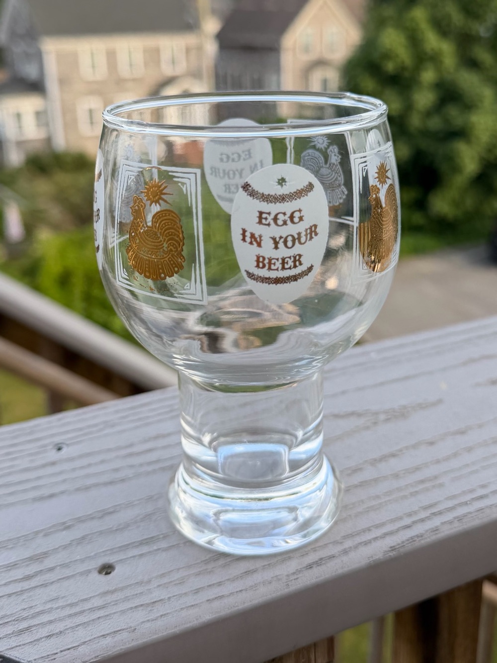 MCM 1960s Federal Glass “Egg in Your Beer” Glass, 22K Gold Trim